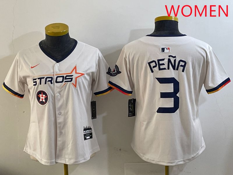Women Houston Astros 3 Pena Cream Three generations Joint Name 2025 Nike MLB Jersey style 17